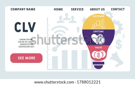 Vector website design template . CLV - Customer Lifetime Value. business concept. illustration for website banner, marketing materials, business presentation, online advertising.