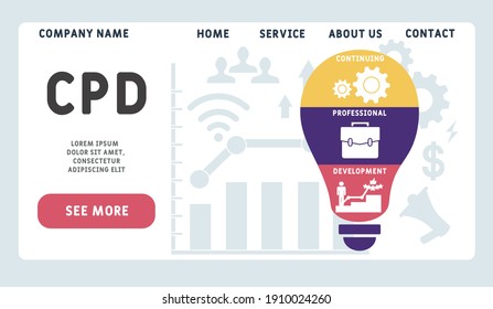 Vector website design template . CPD - Continuing Professional Development acronym. business concept background. illustration for website banner, marketing materials, business presentation, onlin