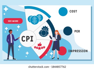 Vector website design template . CPI Cost Per Impression.  business concept. illustration for website banner, marketing materials, business presentation, online advertising.