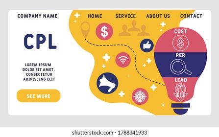 Plantilla de diseño de sitios web vectores. CPL - Costo por plomo. fondo de concepto de negocio. ilustración para banner de sitio web, materiales de marketing, presentación de negocios, publicidad en línea. 