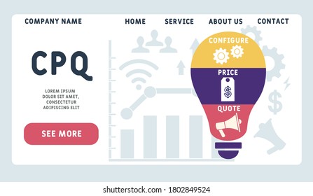 Vector website design template . CPQ - configure price quote, business concept. illustration for website banner, marketing materials, business presentation, online advertising. 