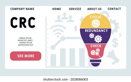 Vector website design template . CRC - Cyclic Redundancy Check acronym. business concept. illustration for website banner, marketing materials, business presentation, online advertising.