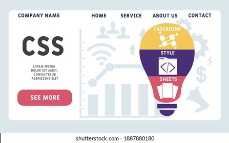 Vector website design template . CSS - Cascading Style Sheets acronym. business concept background. illustration for website banner, marketing materials, business presentation, online advertising. 