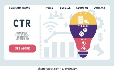 Vector website design template . CTR - Click Through Rate. business concept background.  illustration for website banner, marketing materials, business presentation, online advertising.