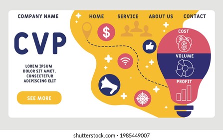 Vector website design template . CVP - Cost Volume Profit acronym. business concept. illustration for website banner, marketing materials, business presentation, online advertising.