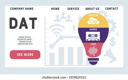 Vector website design template . DAT - Digital Audio Tape acronym. business concept background. illustration for website banner, marketing materials, business presentation, online advertising