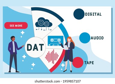 Vector website design template . DAT - Digital Audio Tape acronym. business concept background. illustration for website banner, marketing materials, business presentation, online advertising