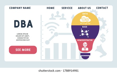 Vector website design template . DBA - Data base Administrator. business concept. illustration for website banner, marketing materials, business presentation, online advertising.