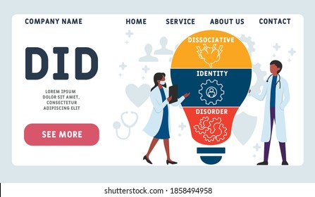 Vector website design template . DID - Dissociative Identity Disorder acronym, medical concept. illustration for website banner, marketing materials, business presentation, online advertising.
