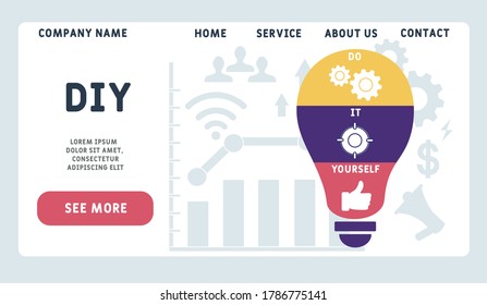 Vector website design template. DIY - Do It Yourself acronym, business concept.
 illustration for website banner, marketing materials, business presentation, online advertising. 