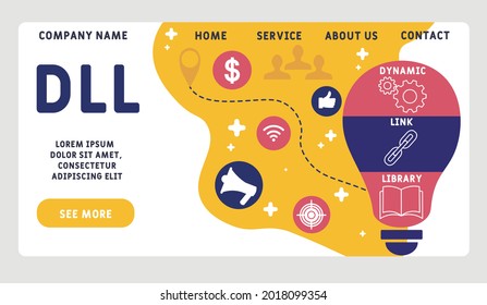 Vector website design template . DLL - Dynamic Link Library acronym. business concept. illustration for website banner, marketing materials, business presentation, online advertising.