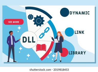 Vector website design template . DLL - Dynamic Link Library acronym. business concept. illustration for website banner, marketing materials, business presentation, online advertising.