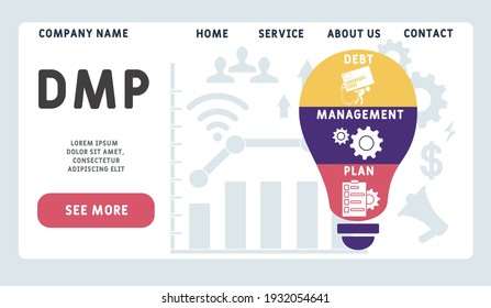 Vector website design template . DMP - Debt Management Plan business concept background. illustration for website banner, marketing materials, business presentation