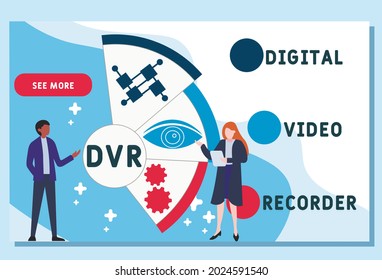 Vector website design template . DVR - Digital Video Recorder acronym. business concept. illustration for website banner, marketing materials, business presentation, online advertising.