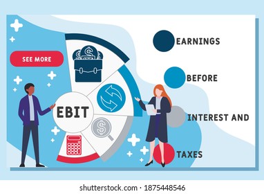 Vector website design template . EBIT - Earnings Before Interest and Taxes acronym. business concept background. illustration for website banner, marketing materials, business presentation, online
