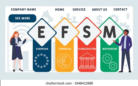Vector website design template . EFSM - european financial stabilisation mechanism acronym, business concept. illustration for website banner, marketing materials, business presentation, online