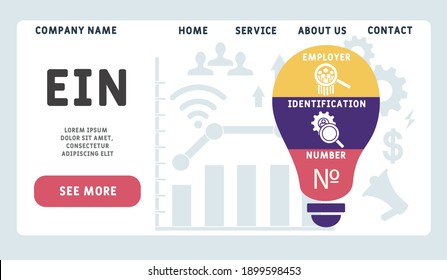 Vector website design template . EIN - Employer Identification Number  acronym. business concept background. illustration for website banner, marketing materials, business presentation, online