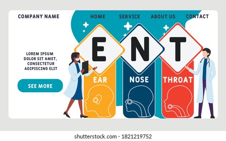Vector website design template . ENT - Ear Nose Throat, business concept with character illustrations for website banner, marketing materials, business presentation, online advertising. 