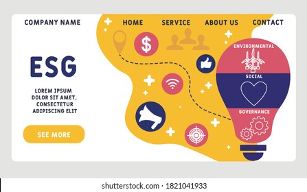 Vector website design template . ESG - Environmental Social  Governance, business concept. illustration for website banner, marketing materials, business presentation, online advertising.