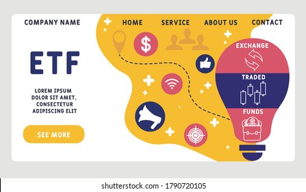 Vector website design template . ETF - Exchange Traded Funds illustration for website banner, marketing materials, business presentation, online advertising.