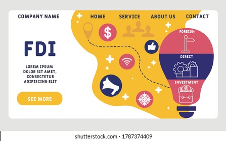 Vector website design template . FDI - Foreign Direct Investment. business concept background. illustration for website banner, marketing materials, business presentation, online advertising.