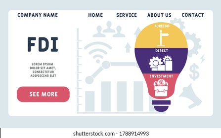 Vector website design template . FDI - Foreign Direct Investment. business concept background. illustration for website banner, marketing materials, business presentation, online advertising.