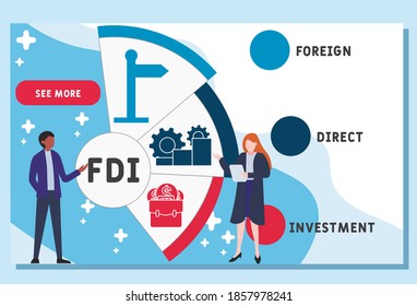 Vector website design template . FDI - Foreign Direct Investment. business concept background. illustration for website banner, marketing materials, business presentation, online advertising.