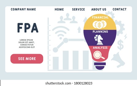 Vector website design template . FPA  - financial planning and analysis illustration for website banner, marketing materials, business presentation, online advertising.