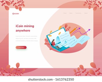 Vector website design template. 
Freelance works comfortably and makes a lot of money. Landing page concepts for website and mobile development. Modern flat illustration