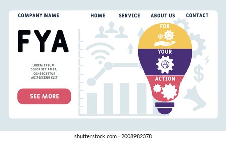 Vector website design template . FYA - For Your Action acronym. business concept. illustration for website banner, marketing materials, business presentation, online advertising.