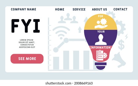 Vector website design template . FYI - For Your Information acronym. business concept. illustration for website banner, marketing materials, business presentation, online advertising.