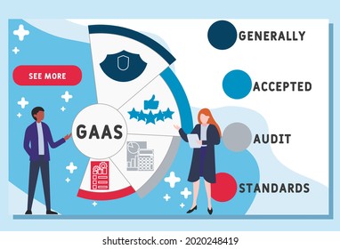 Vector website design template . GAAS - Generally Accepted Audit Standards acronym. business concept. illustration for website banner, marketing materials, business presentation, online advertising.