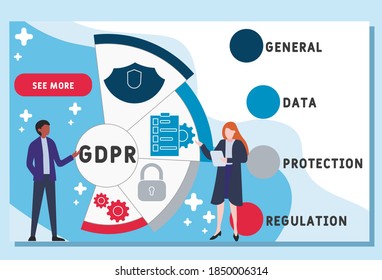 Vector website design template . GDPR - General Data Protection Regulation acronym, business concept. illustration for website banner, marketing materials, business presentation, online advertising