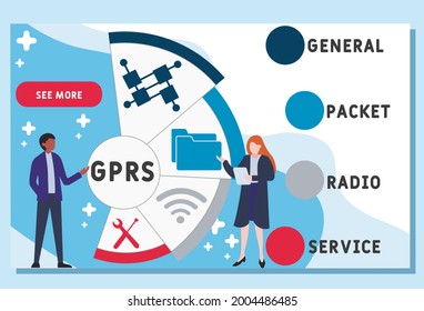 Vector website design template . GPRS - General Packet Radio Service acronym. business concept. illustration for website banner, marketing materials, business presentation, online advertising.