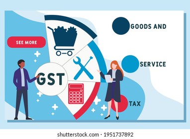 Plantilla de diseño de sitios web vectores. GST - siglas del impuesto sobre bienes y servicios. fondo de concepto de negocio. ilustración para banner de sitio web, materiales de marketing, presentación de negocios, publicidad en línea