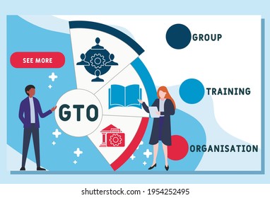 Vector website design template . GTO - Group Training Organisation acronym. business concept background. illustration for website banner, marketing materials, business presentation, online advertising