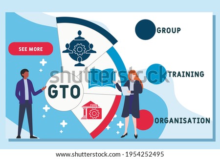 Vector website design template . GTO - Group Training Organisation acronym. business concept background. illustration for website banner, marketing materials, business presentation, online advertising