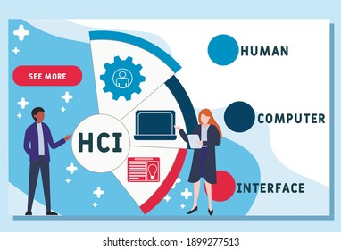 Vector website design template . HCI - Human Computer Interface  acronym. business concept background. illustration for website banner, marketing materials, business presentation, online advertising. 