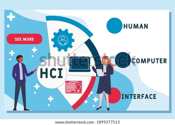 Vector website design template . HCI - Human Computer\
Interface  acronym. business concept background. illustration for\
website banner, marketing materials, business presentation, online\
advertising. 
