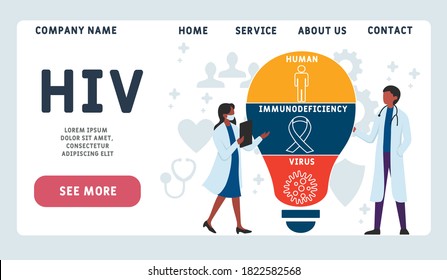 Vector website design template . HIV  - Human Immunodeficiency Virus, medical acronym concept. illustration for website banner, marketing materials, business presentation, online advertising.