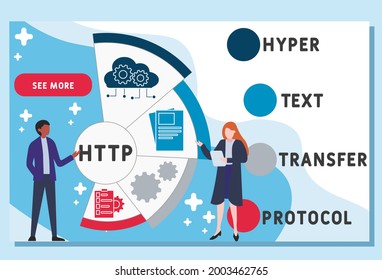 Vector website design template . HTTP - Hyper Text Transfer Protocol acronym. business concept. illustration for website banner, marketing materials, business presentation, online advertising.