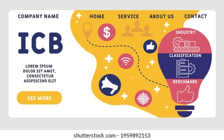 Vector website design template . ICB - Industry Classification Benchmark acronym. business concept background. illustration for website banner, marketing materials, business presentation, online adver