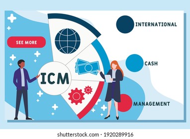 Vector website design template . ICM - International Cash Management acronym. business concept background. illustration for website banner, marketing materials, business presentation