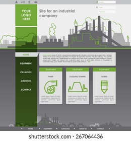 Vector Website Design Template for Industrial Company. EPS 10