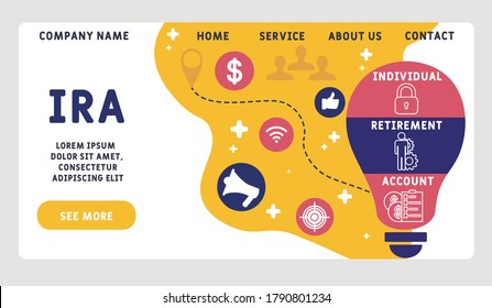 Vector website design template . IRA - Individual Retirement Account illustration for website banner, marketing materials, business presentation, online advertising.