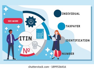 Vector website design template . ITIN - Individual Taxpayer Identification Number  acronym. business concept background. illustration for website banner, marketing materials, business presentation