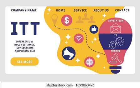 Vector website design template . ITT - Invitation To Tender acronym. business concept background. illustration for website banner, marketing materials, business presentation, online advertising.