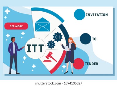 Vector website design template . ITT - Invitation To Tender acronym. business concept background. illustration for website banner, marketing materials, business presentation, online advertising.