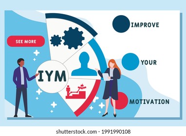 Vector website design template . IYM - Improve Your Motivation acronym. business concept. illustration for website banner, marketing materials, business presentation, online advertising.