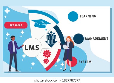 Vector website design template . Learning Management System - LMS. acronym business concept. illustration for website banner, marketing materials, business presentation, online advertising.